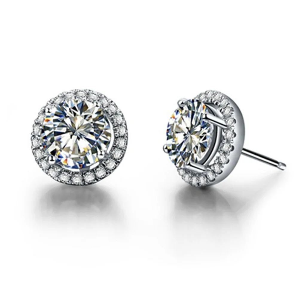 

1CT/Piece Moissanite Earrings Halo Style Diamond Earrings Stud for Women Engagement Stud Earrings Luxury Women PT950 Stamped