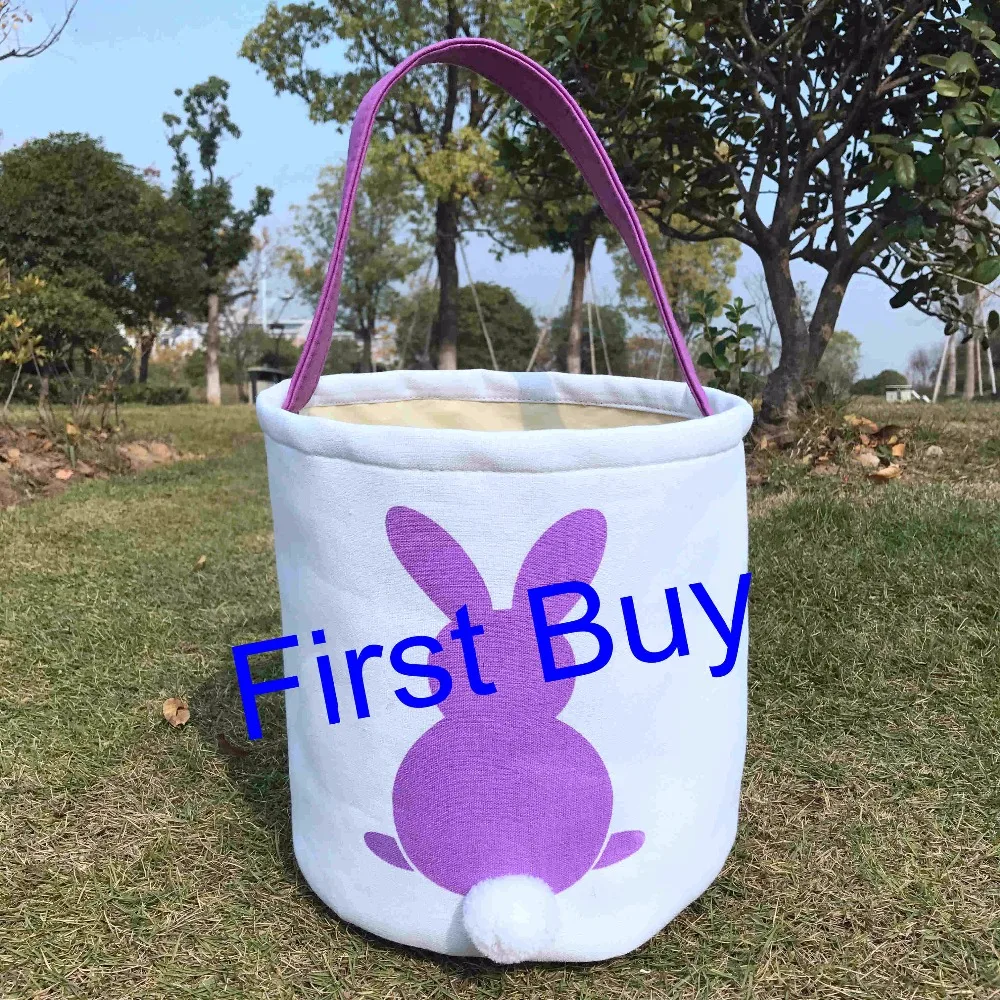 Easter Bunny Bucket Polyester Easter Totes Canvas Easter Buckets