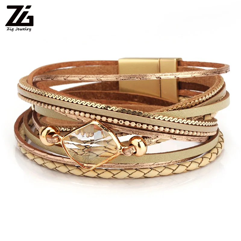 

ZG 2019 Fashion Jewelry Bracelet Ladies in 3 Colors With Peace Charms in Gold Color and Shinning Clear Crystal Stones