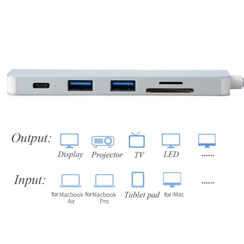 CARPRIE 5 в 1 USB концентраторы расширитель Тип C 3 0 до 2xUSB концентратор адаптер SD TF