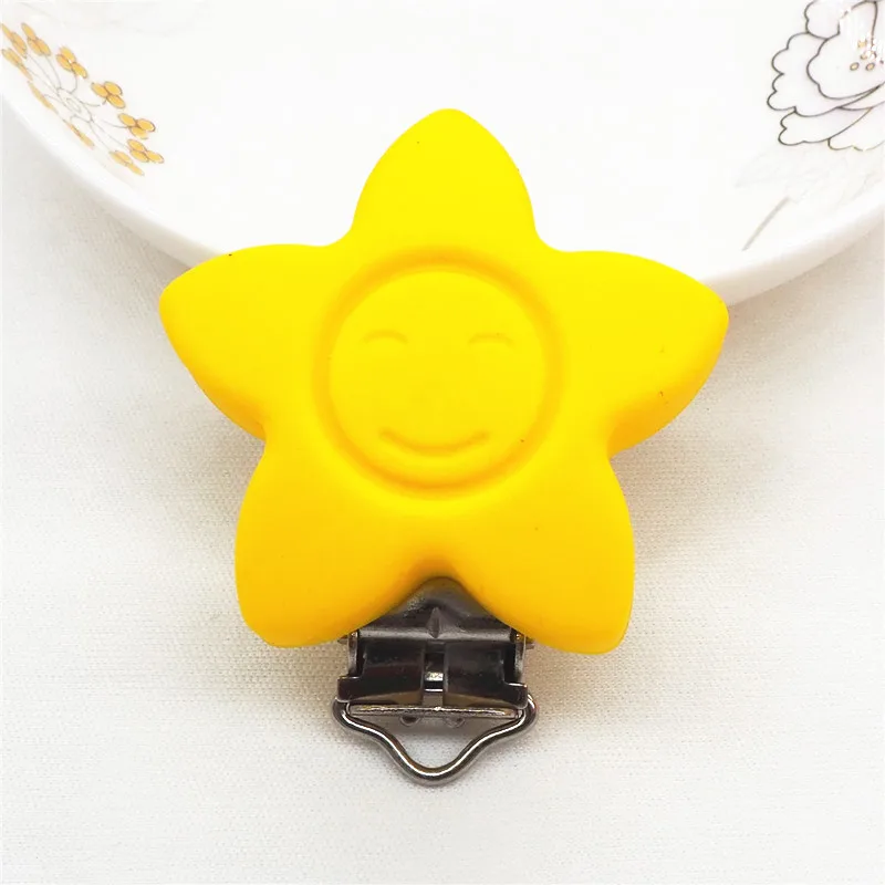 Chenkai 50 шт. силиконовые в форме цветка смайлик зажимы DIY Baby Star кольцо для соски Прорезыватель держатель пустышка ювелирные изделия игрушки зажимы BPA бесплатно - Цвет: Yellow