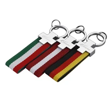 Auto Sport Metal+Cloth Italy Flag Germany Flag Car Key Ring Keychain For BMW Ford Volkswagen Mazda Skoda Kia Mercedes Audi