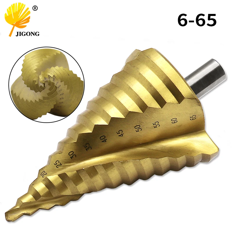 6-65mm The Pagoda Shape HSS Triangle Shank 3R Spiral Pagoda Metal Steel Step Drill Bit Hole Drill Cone Drill