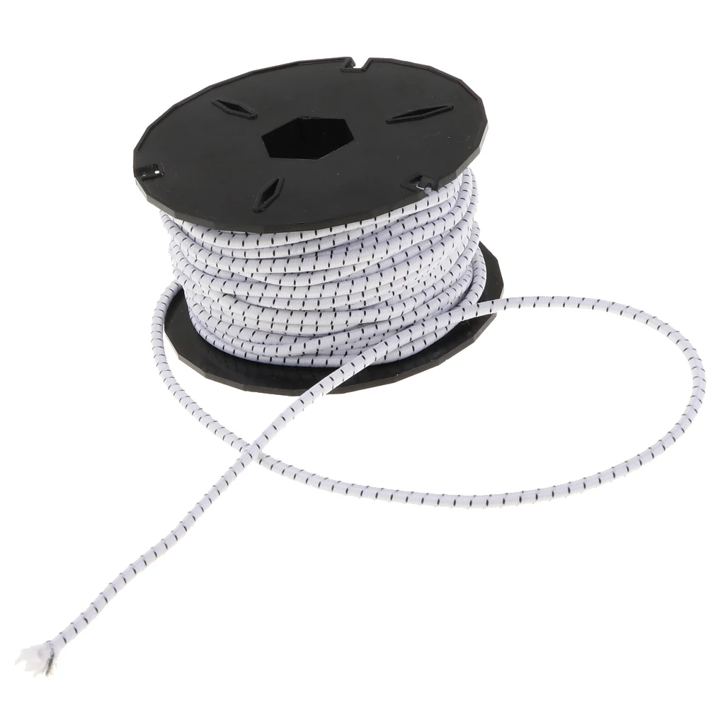 15m 3mm Elastic Bungee Cord Heavy Duty Shock Ropes Tie Down Rope for Outdoor Survival Camping Hiking Marine Boat Gear Bundles