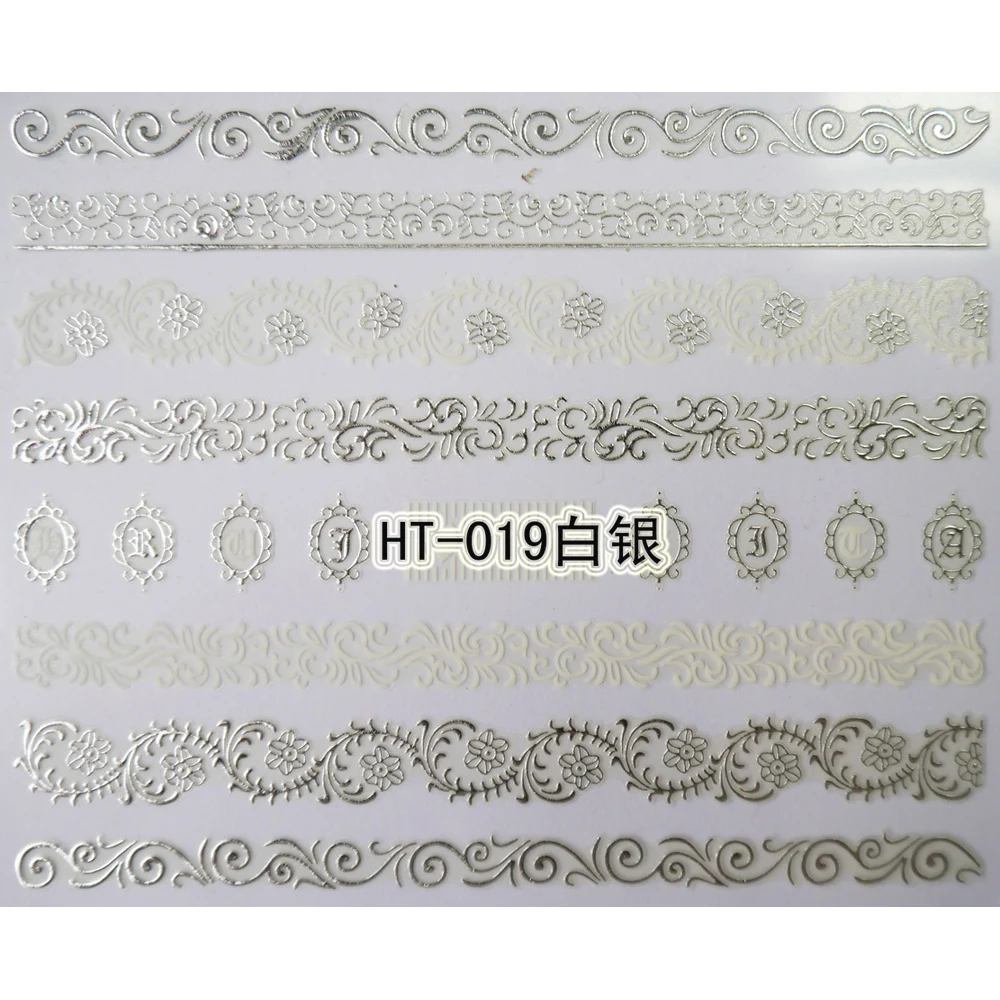 

1X SELF ADHESIVE BLACK WHITE GOLD SILVER METAL NAIL ART STICKER DECAL SLIDER LACE VINE VINTAGE FASHION ARABIC PATTERN HT19-21