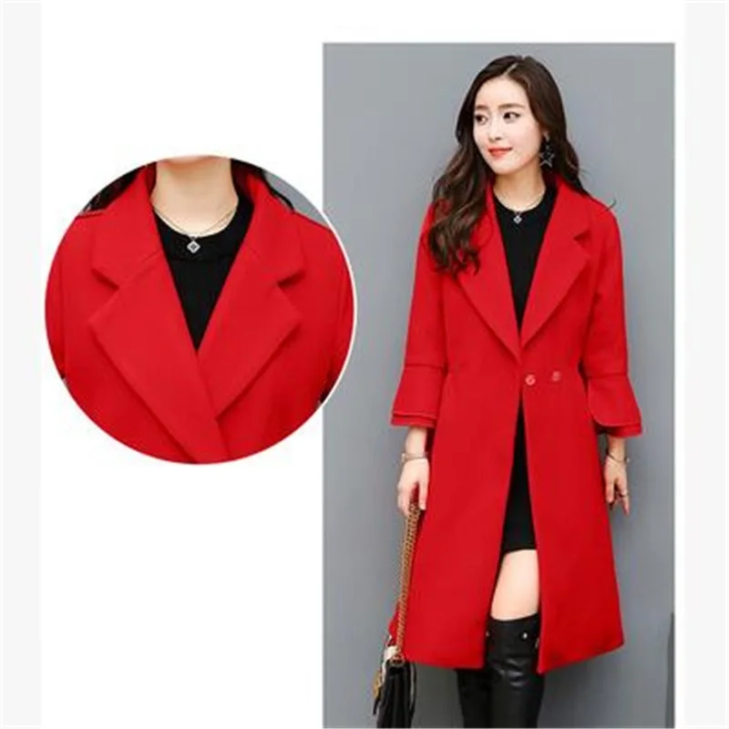 Manteau Taille Et black Édition Mode Laine Femmes red De Vêtements Green D'hiver 2017 Qualité Han Automne Cachemire Grande Haute Kg542 Army Jeunes zCqIn1A
