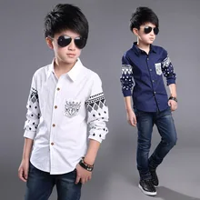 Garçons Chemises Coton Mode Enfants Clothing Haute Qualité Uniforme Scolaire Chemise 2016 Marque Garçon Chemises Printemps Automne Enfants Vêtements