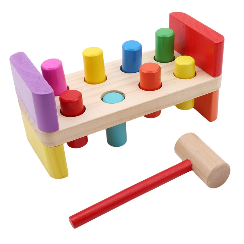 Kopen Baby Houten Noise Maker Klop Bal Kids Hand Hameren Bal Doos Kinderen Vroeg Leren Educatief Speelgoed Montessor Verjaardagscadeau