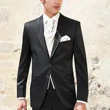 Пользовательские madeGroom смокинги Черный Для мужчин костюм женихов Для мужчин s Нарядные Костюмы для свадьбы Slim Fit максимумом нагрудные Три пьесы(куртка+ брюки+ жилет+ галстук