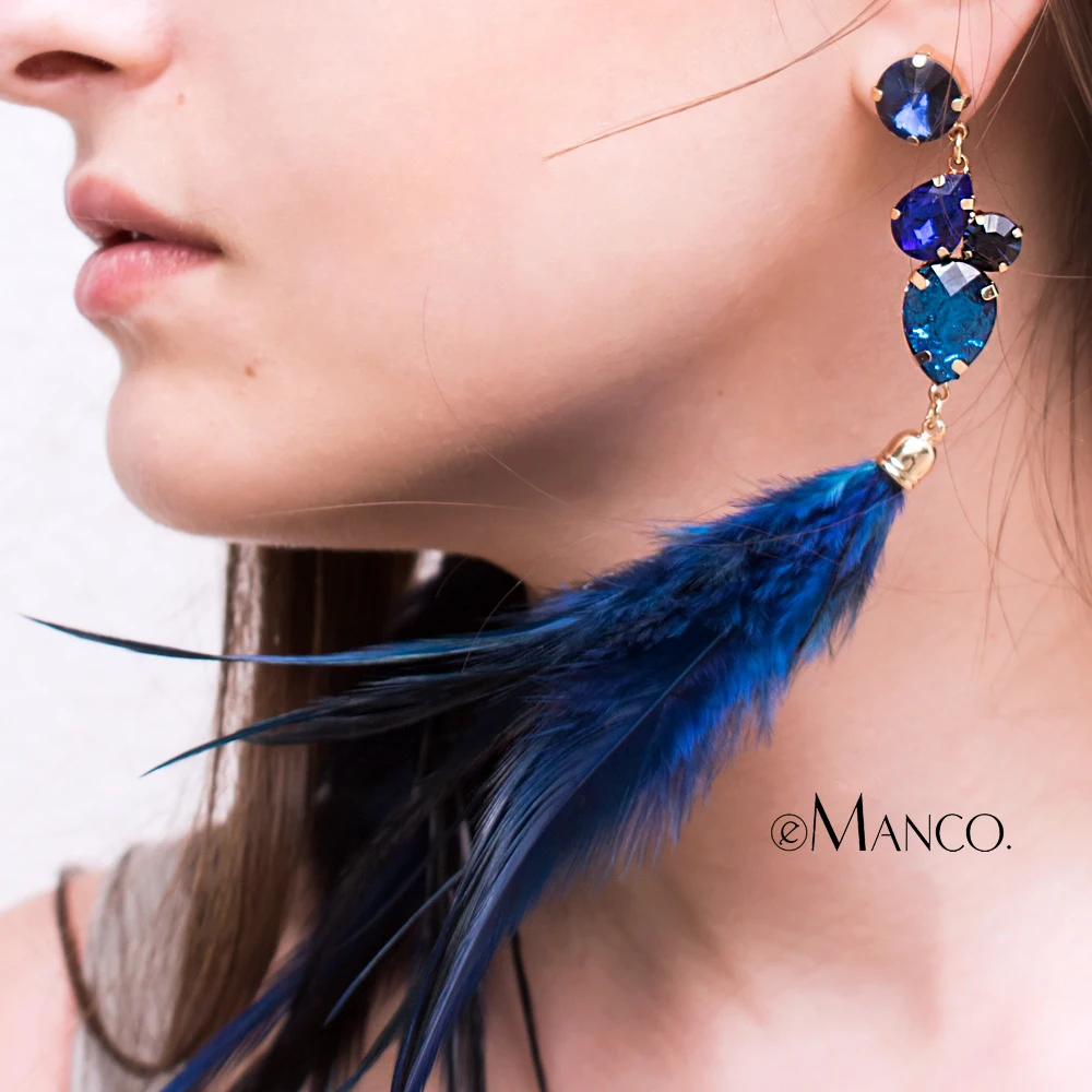 

eManco Luxury Animal Feather Drop Earrings for women Rhinestone Decor Crystal Earrings Fashion Jewelry Cosmetic Cloth Jewellery