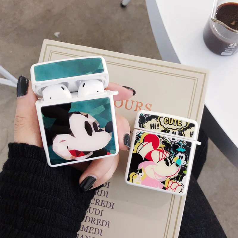 

Cartoon Mickey square case for apple airpods Minnie glossy cover bluetooth wireless earphone air pod protective charging bag box