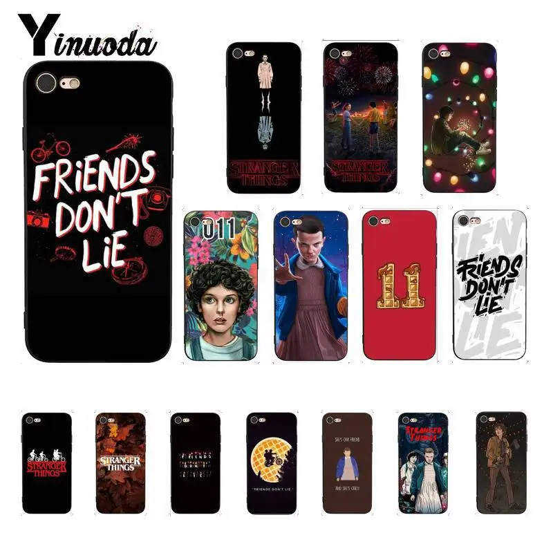 

Yinuoda American Tv Stranger Things Black TPU Soft Phone Cover for iPhone 8 7 6 6S 6Plus X XS MAX 5 5S SE XR 11 11pro 11promax