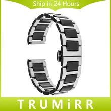 18mm 20mm 22mm En Céramique + Acier Inoxydable Bracelet Universal Montre Bande Butterfly Boucle Bracelet Bracelet + Mise À Niveau lien Remover