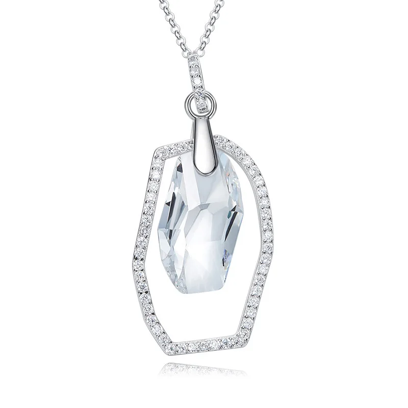 

925 Sterling Silver embellished with crystals from Swarovski Geometric Pendant Necklaces for Women Delicate Fine Jewelry Gifts