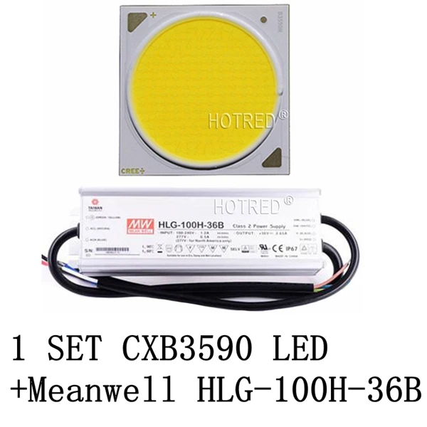 200 Вт CREE Cob CXB3590 led grow Lighting Kit 3000 K/3500 K/6500 K с диммируемым светодиодным драйвером Meanwell HLG-185H-C1400B - Испускаемый цвет: Led and 100W driver