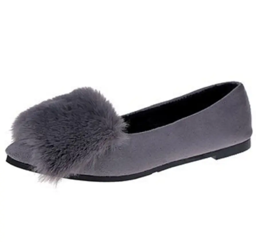 

Xiaying Smile Women Winter Hair Flats Warm Shoes With Faux Fur Antiskid Shoes for women New Style Fashion Shoes Rubber Bottom