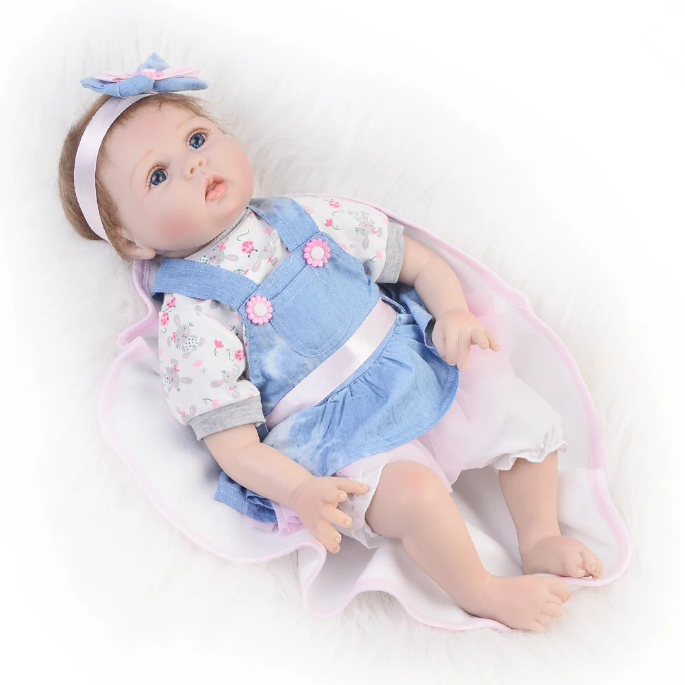 KEIUMI, ручная работа, аксессуары для куклы, дизайн для 22-23 дюймов, Reborn Baby Doll, джинсовое платье с повязкой на голову, кукольные комплекты одежды для девочек