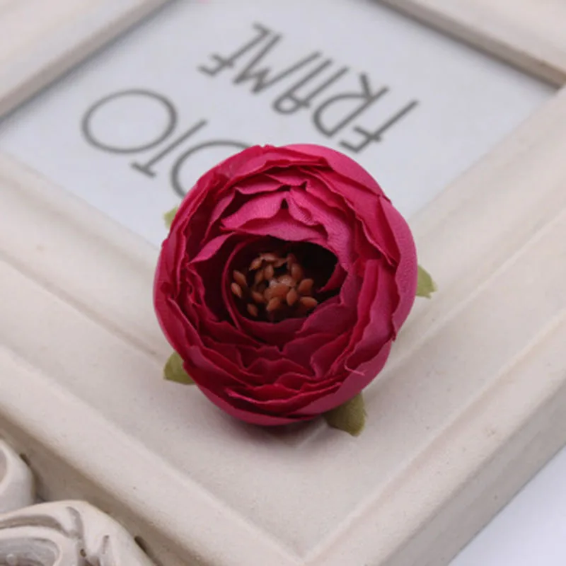10pcs/lot 5cm Mini Rose Peony Head Silk Artificial Flower For Wedding Home Decoration DIY Wreath Scrapbook Gift Box Craft Flower 