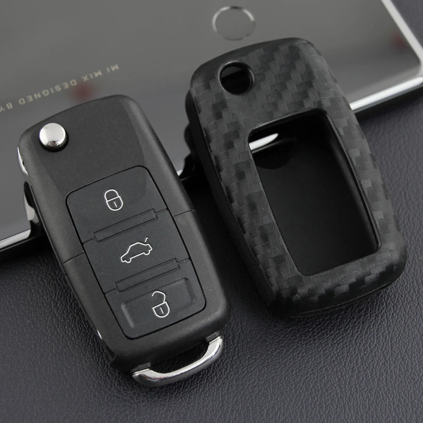 Углеродное волокно для Volkswagen гольф Tiguan Passat Polo Jetta UP блок EOS Beetle Scirocco автомобильный корпус выкидного ключа крышка брелок держатель