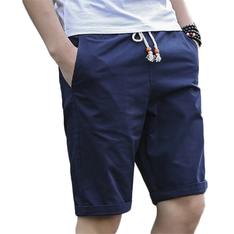 Летние однотонные хлопковые шорты свободные мужские повседневные шорты черный белый шнурок Талия Мужские дышащие шорты плюс размер 5XL