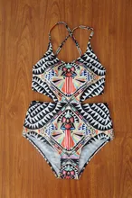 2016 Hot Bohemia Sexy One Piece Swimsuit Women Monokini Printed Swimwear Colorful One Piece Bathing Suit #D1