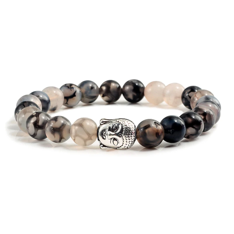 Charm Natural Volcanic Stone Bracelets Buddha Head Beaded Bracelet Men Women Weathering Bangles Couple Distance Jewelry | Украшения и