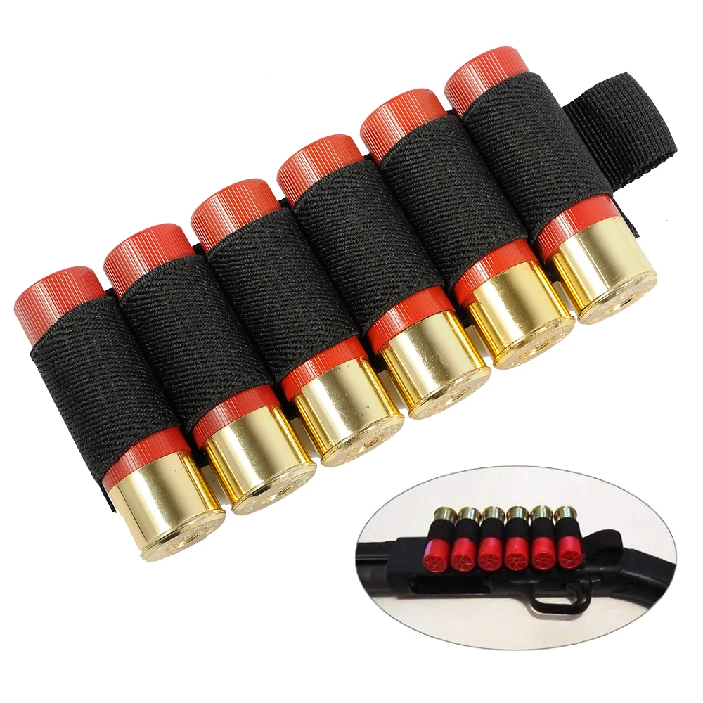 Tactical 6 Round Shotgun Buttstock Shell Holder Elastic Ammo Holster  12/20ga Gauge Airsoft Gun Shell Case For Hunting Accessory - Pouches -  AliExpress