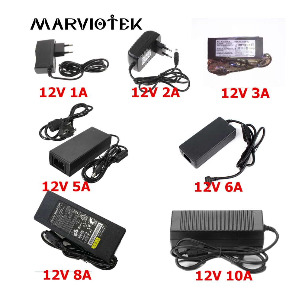 12 V Питание AC100~ 240 V до 12 V Светодиодный драйвер 1A 2A 3A 5A 6A 8A 10A трансформатор низкого напряжения для CCTV камеры 5,5x2,1 мм