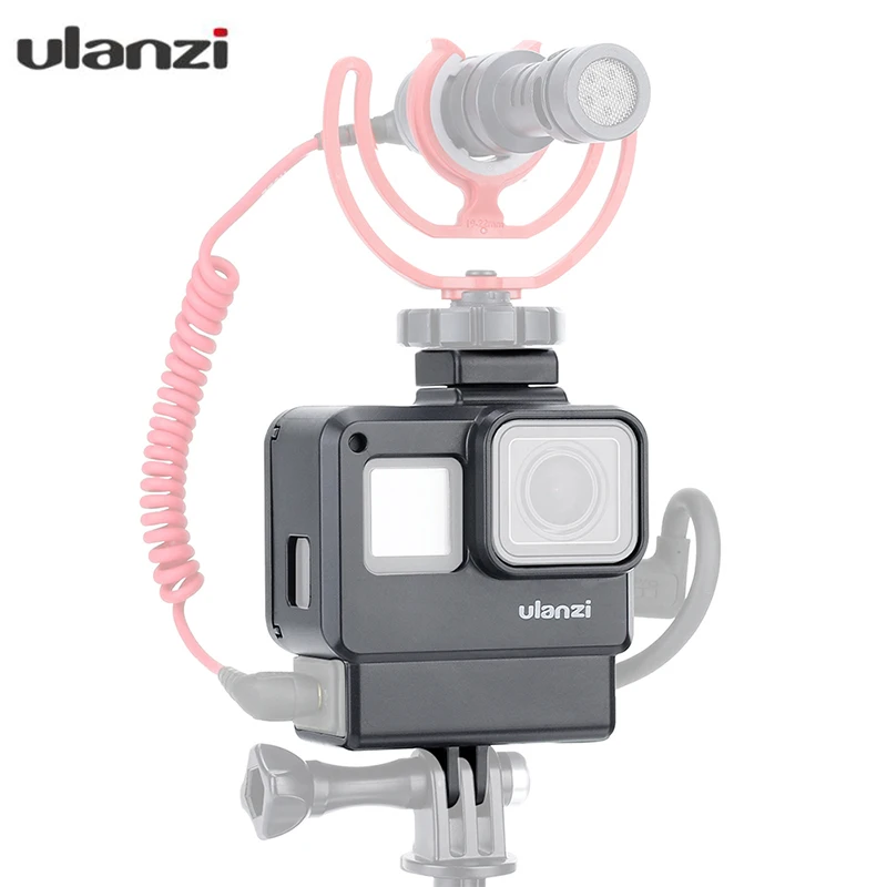 

ULANZI V2 GoPro Vlogging Case Frame Housing Shell Cage with Cold Shoe Mount for GoPro Hero 7 6 5 to Rode Videomicro Microphones