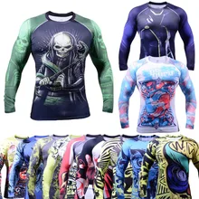 Для мужчин полный графический сжатия Подкладка Спорт Йога рубашки Открытый Велосипеды носит