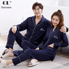 CherLemon/Новые весенне-осенние Пары хлопковые пижамы одежда для сна комплект из 2 предметов с длинными рукавами для отдыха, дышащие комплекты домашней одежды