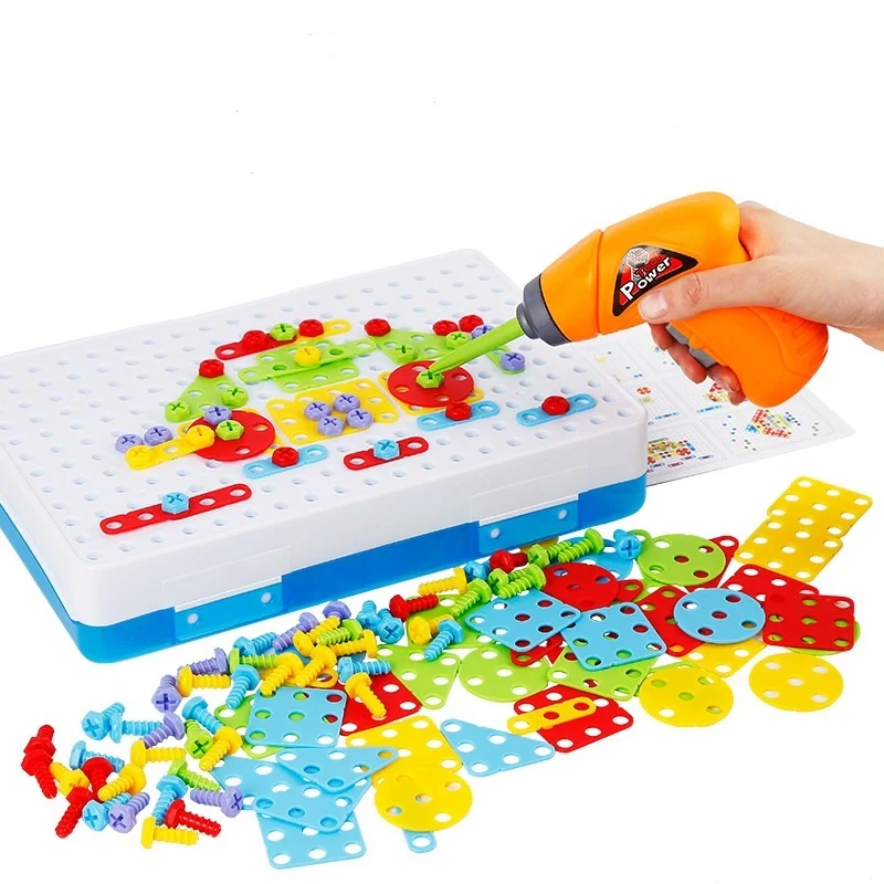 Jouet perceuse Puzzle jouets éducatifs pour enfants | Kit d'outils pour enfants, plastique ABS groupe de jouets à vis, jouet Puzzle mosaïque Design construction pour garçons