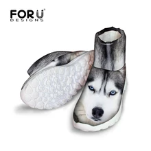 FORUDESIGNS 2016 Mode 3D Tiere Weißer Husky Gedruckt Frauen Winter Schnee Kurze Stiefel Dame Comfort Rutschfeste Rian Hohe Top Schuhe