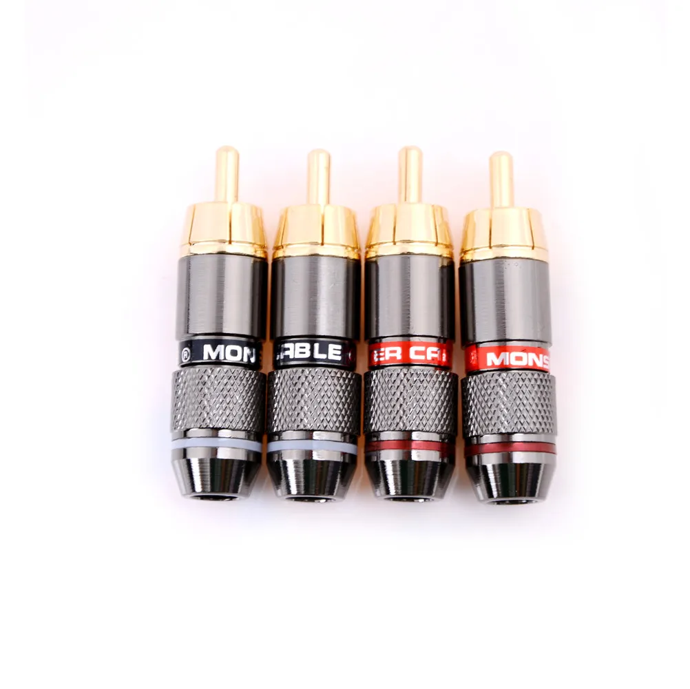 Wholesale 6mm 4pcs/lot gold plating RCA connector male plug support cable HIGH QUALITY | Обустройство дома