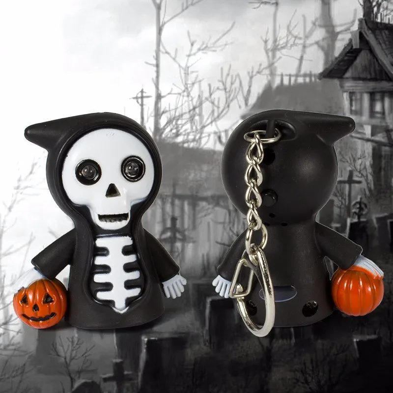 Halloween death font b LED b font sound luminous keychain cartoon creative font b flashlight b