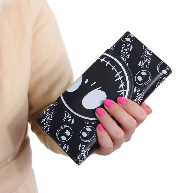 

2017 New Fashion Hot Women Long Faux Leather Wallets Punk Skull Clutch Purses Card Holder Handbag 3 Colors Women Men Unisex Bag