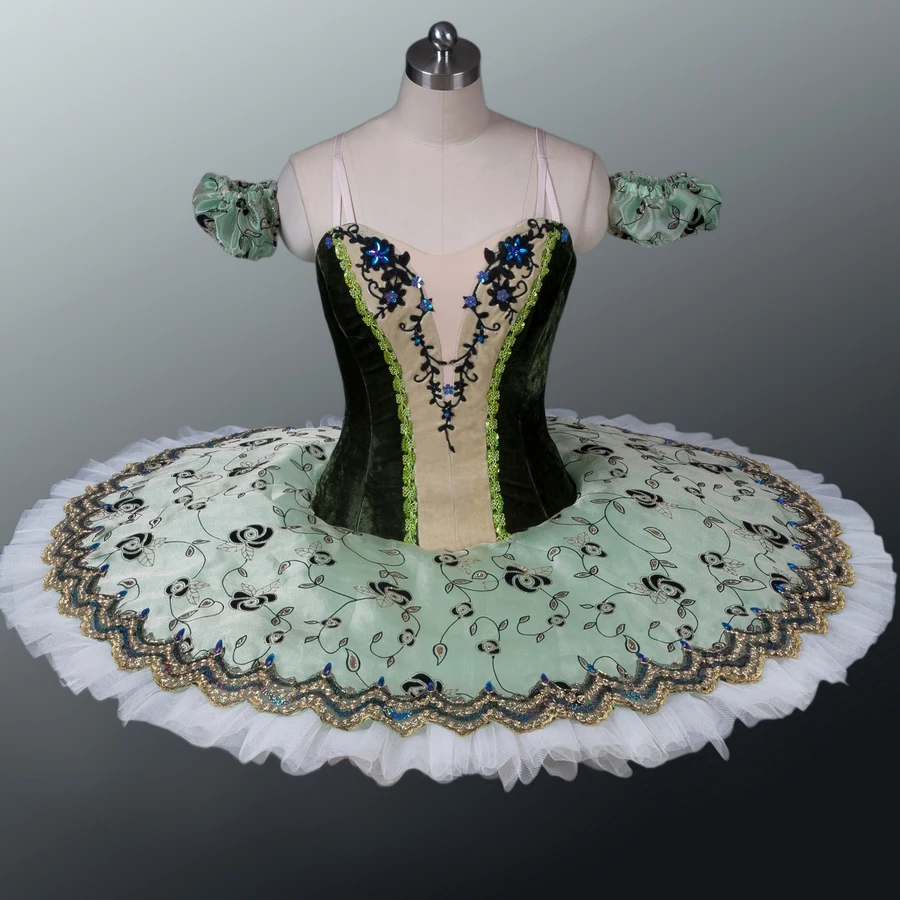 Fltoture Adult Classical Ballet Tutu Velvet Fabric Green/Blue Color ...