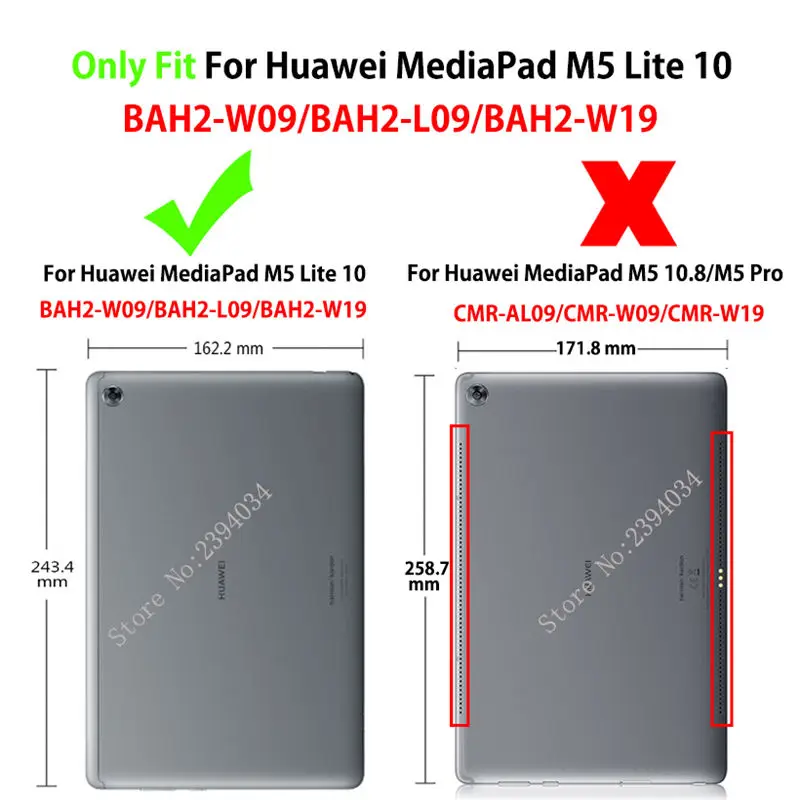 Роскошный чехол для huawei MediaPad M5 lite 10 BAH2-L09/W09/W19 10," чехол для планшета из искусственной кожи с держателем для рук+ пленка+ ручка