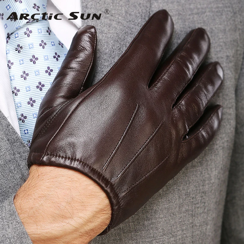 2019 Top Fashion Men Genuine Leather Gloves Wrist Sheepskin Glove For Man Thin Winter Driving Five Finger Rushed M017PQ2