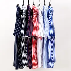 LISIBOOO 2019 Мода Для мужчин Полосатые Рубашки Летние Повседневное футболка с коротким рукавом Для мужчин рубашки Chemise Homme мужской рубашки
