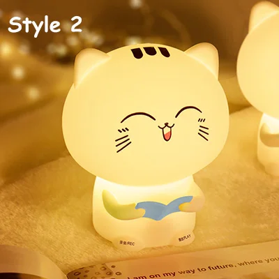 USB Запись функция говорить кошка ночник силиконовые Touch сенсор мультфильм животных дыхание детей подарок для малышей украшение для кровати