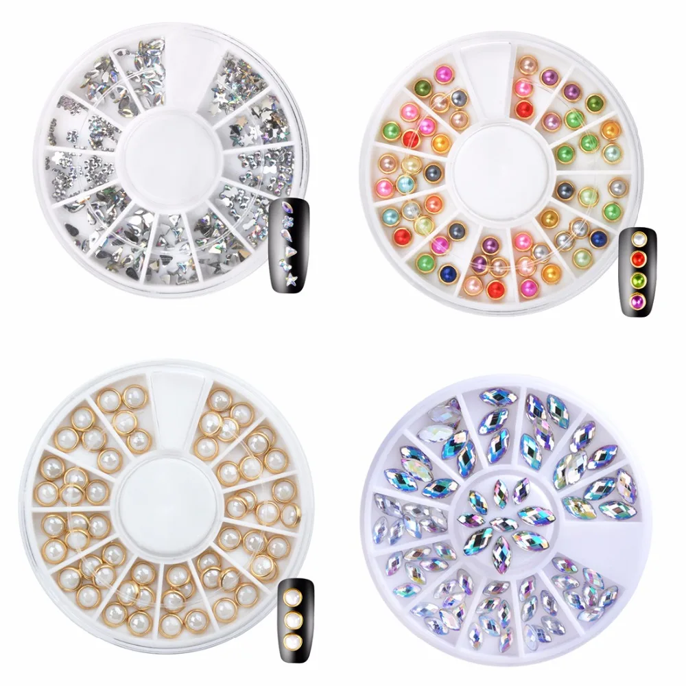 

Biutee Multi-size 3D Nail Rhinestones For Nails Art DIY Decorations Crystals Acrylic Glass Partition Mixed Size Wheel