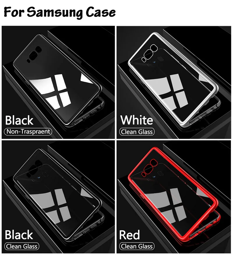 GETIHU Metal Magnetic Case for iPhone XR XS MAX X 8 Plus 7 +Tempered Glass Back Magnet Cases Cover for iPhone 7 6 6S Plus Case -