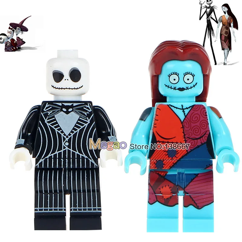 

2 pcs/lot Building Blocks WM812 WM375 Jack Skellington Halloween Sally Mini Dolls Best Collection Education Children Gifts Toys