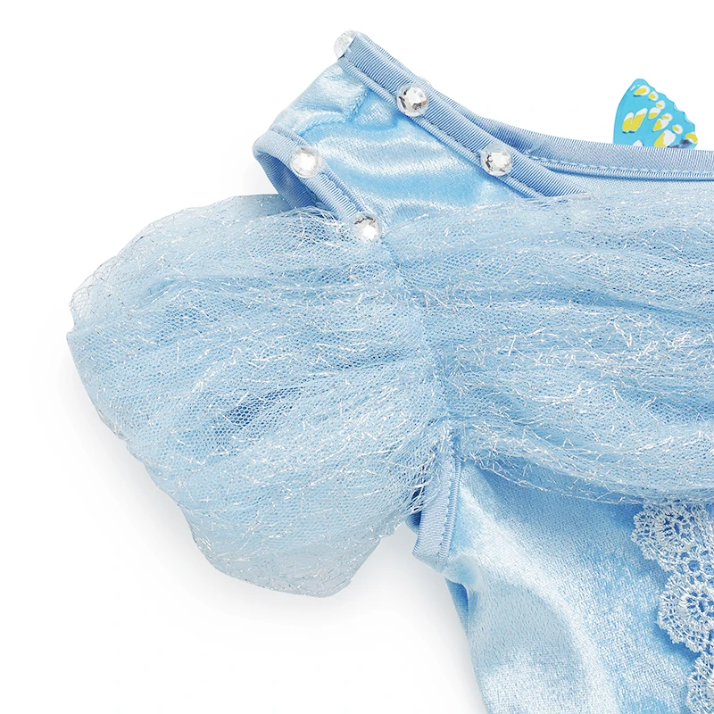 Girls Cinderella Dress up Ball Gown Kids Butterfly Embroidered Elsa Belle Princess Cosplay Costume for Halloween Birthday Party