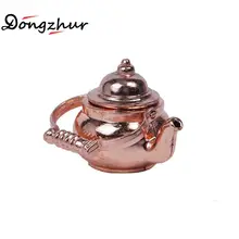 Dongzhur 1:12 кукольный домик Мини Ретро Бронзовая Крышка для чайника открытая детская визуальная обучающая головоломка для раннего детского образования карманная игрушка