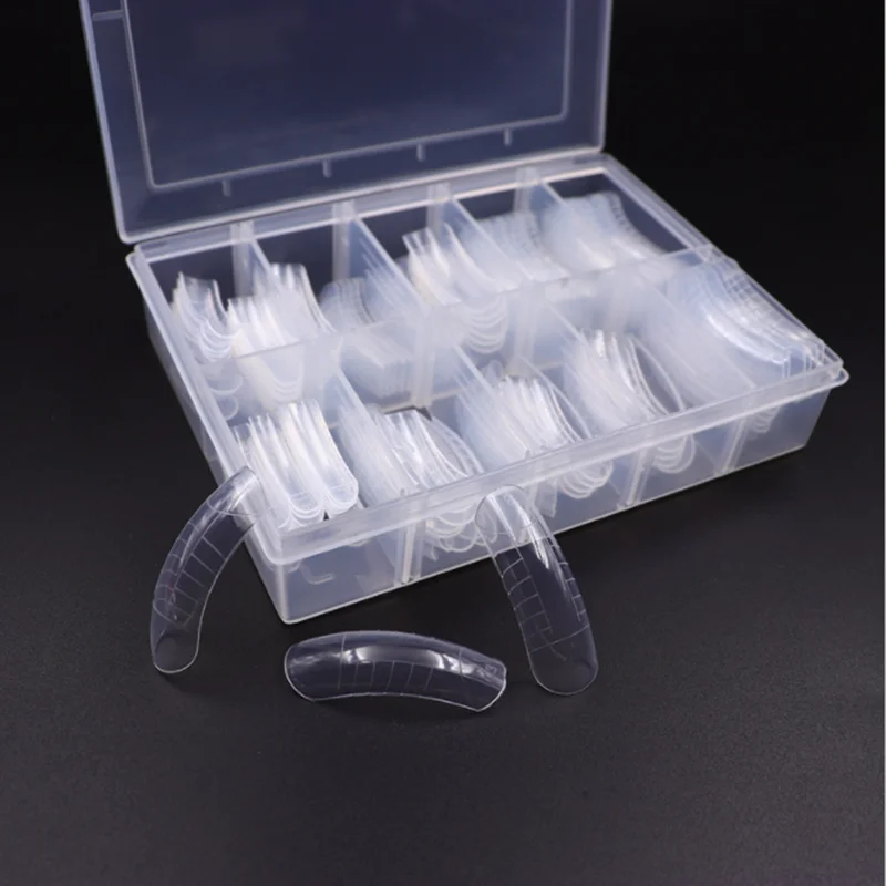 

120pcs/box Quick Building Mold Tips Flase Nails Dual Forms Finger Extension with Lines Clear Nail Art UV Builder Poly Gel Tool