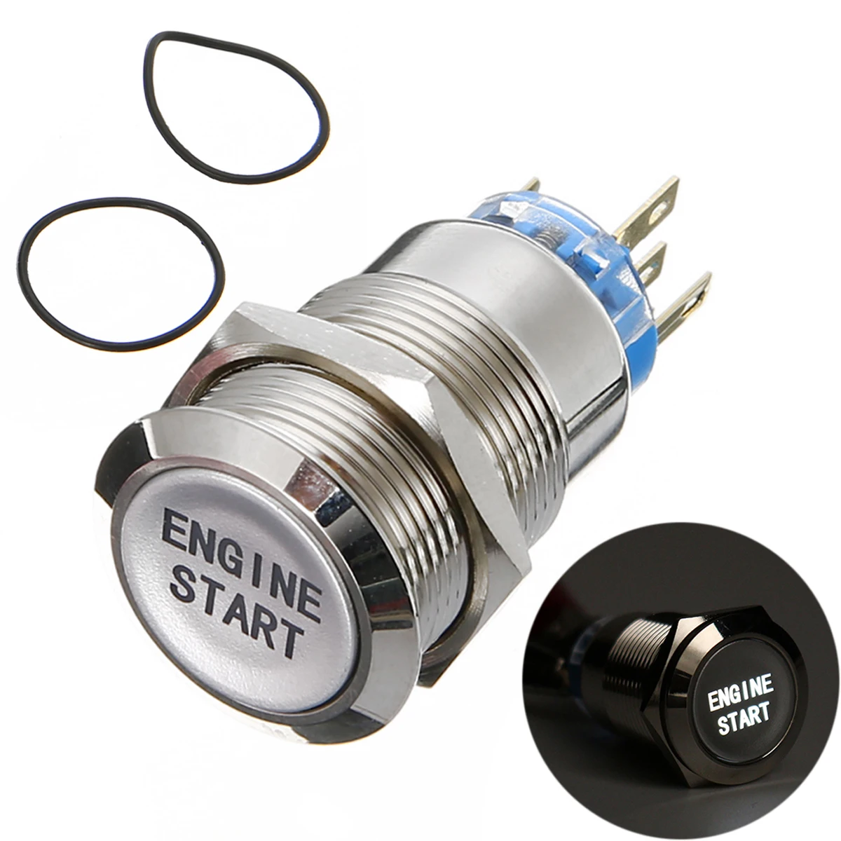 White LED Waterproof Car Metal Momentary Switch Engine Power Start 12V