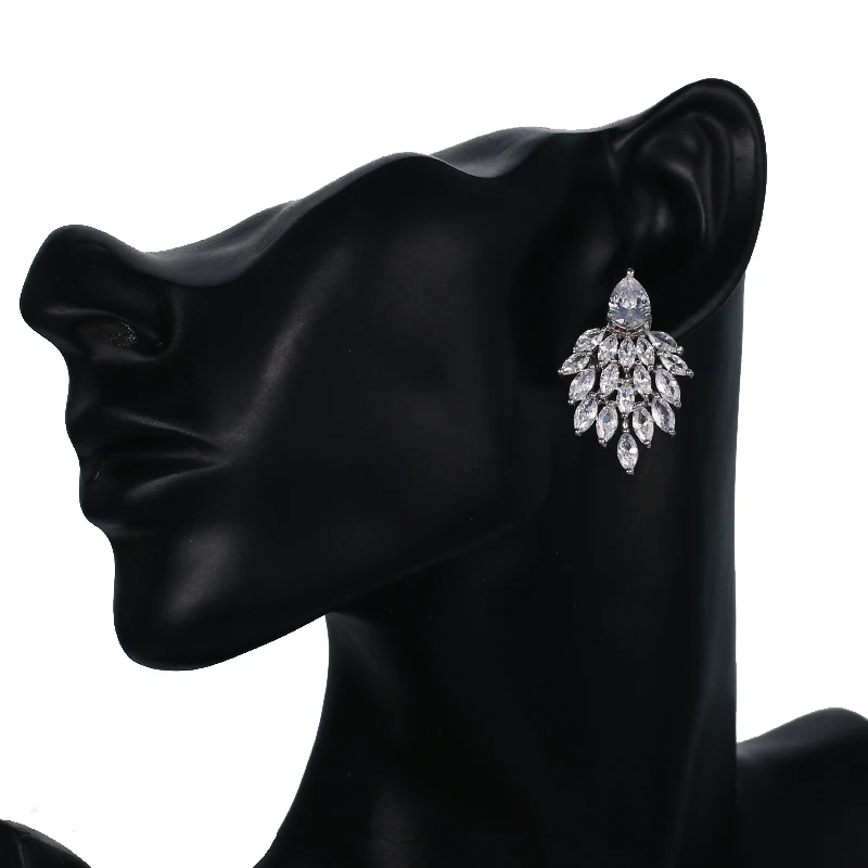 Женские серьги гвоздики серебристого цвета с фианитами|crystal stud earrings|fashion earringsstud
