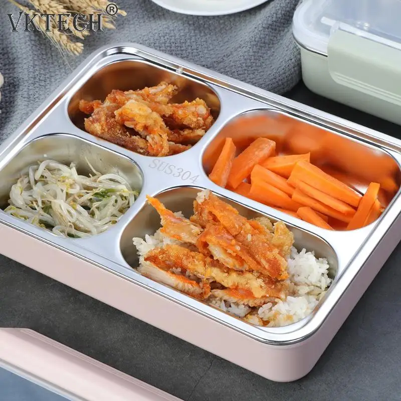 4 сетки нержавеющей стали Ланч-бокс тепловой Bento box Портативный экологичный контейнер для хранения еды для Детей школьников